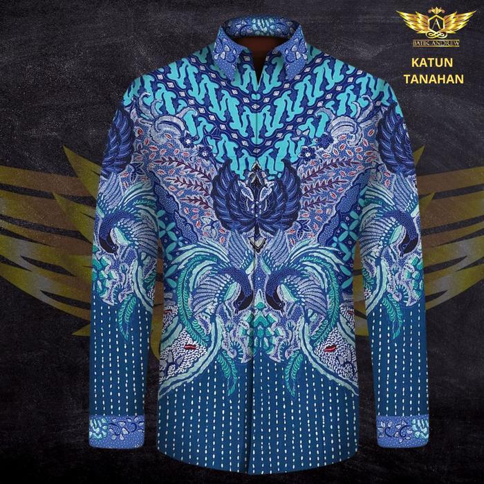 KAIN BATIK TULIS ASLI TANAHAN MOTIF 1 BAHAN KAIN KATUN BURUNG GURDHO GARUDA BIRU