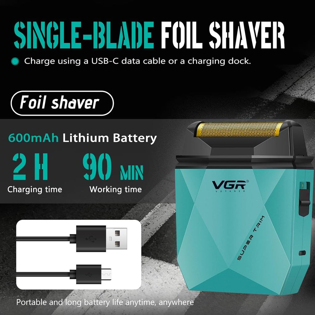 VGR Trimmer Electric Adjustable Hair Cutting Machine Cordless Clipper Barber Beard Trimmer Trimmer