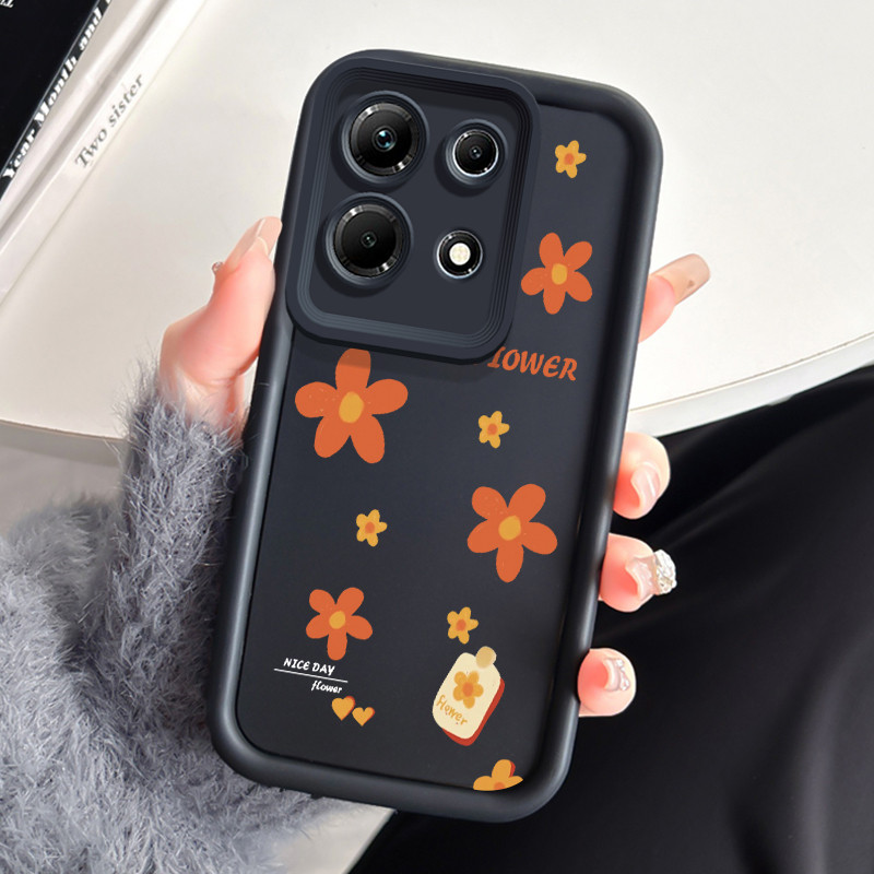 Casing Hp Infinix Note 30 Note 30 Pro Case Casing pola orange-yellow small flower HP Cesing mata lan