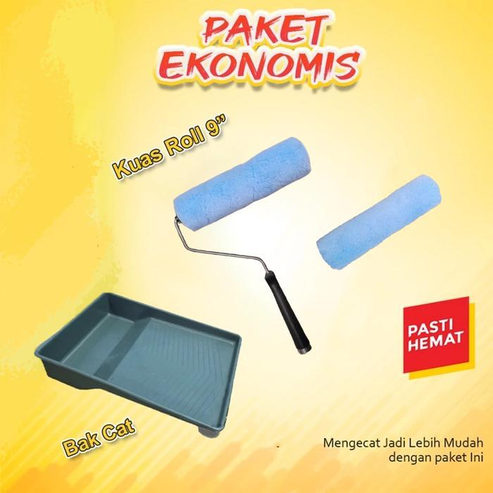 READY PAKET EKONOMIS Alat Cat Tongkat Kuas roll dan Bak cat kuas roll bak cat extension