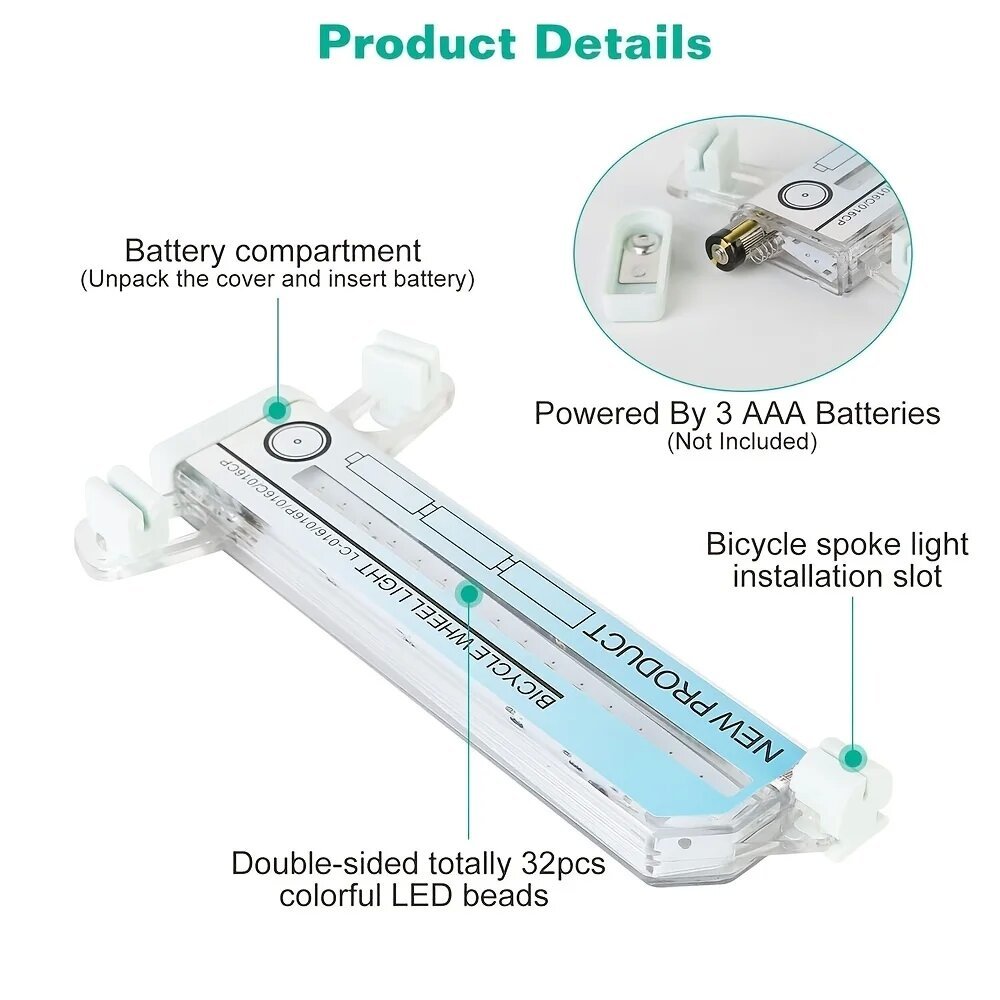 Wheel Light MTB Road Spoke Light Without Battery Shock Induction Colorful Spoke Warning Signal Lamp