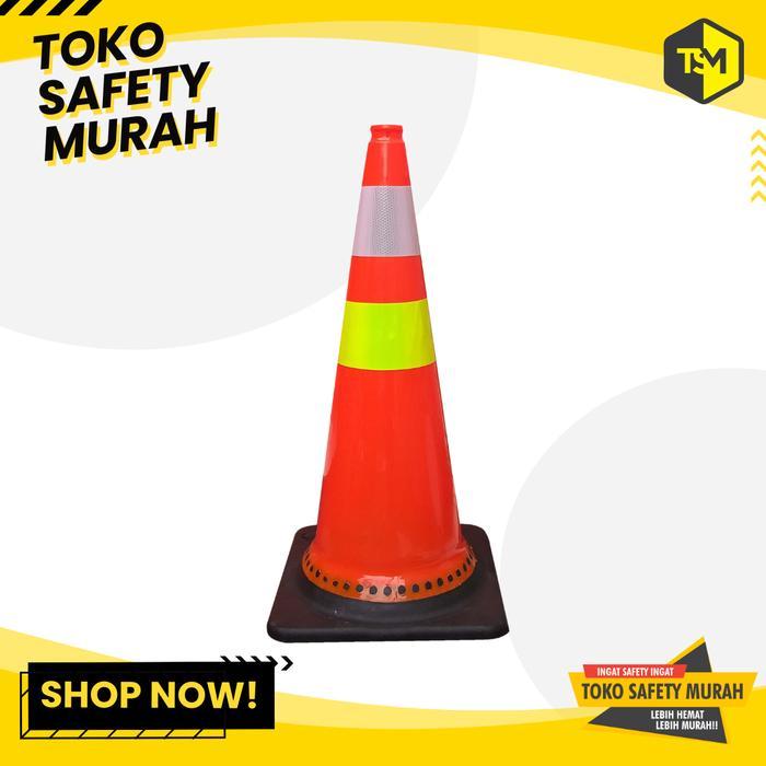 Traffic Cone Rubber 75Cm, Safety Traffic Cone, Traffic Cone Pvc, Kerucut Lalu Lintas, Dasar Hitam,