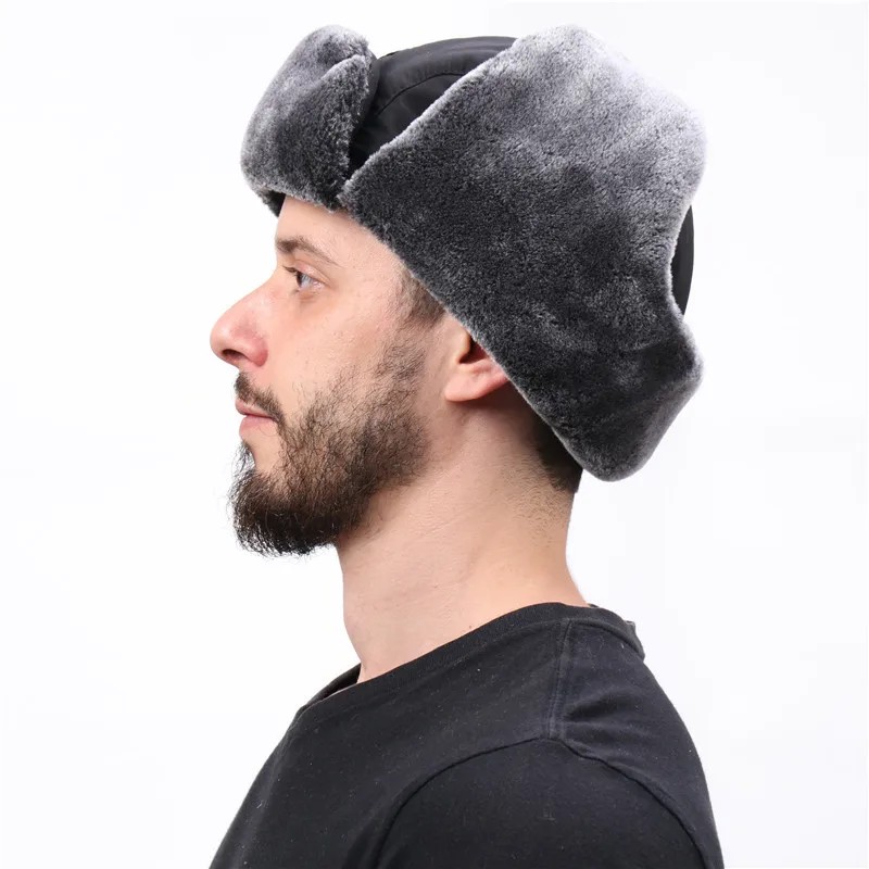 Winter Soviet Badge Lei Feng Hats for Men Russian Army Ushanka Hat Outdoor Plus Velvet Thicken Warm