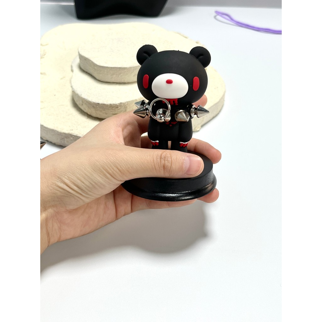 Gloomy Bear Mori Chack Figure Goth Punk Spiked Collar Bloody Bear Statue Pink Black Desktop Decor