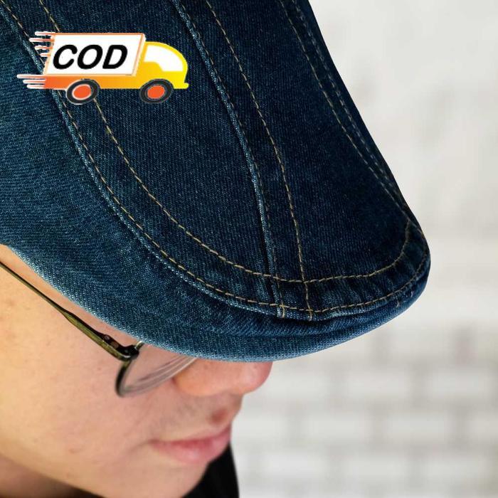 Topi Retro Pria Vintage Jeans Pet Painter Hat Flat Cap Katun Aksesoris Fashion Keren
