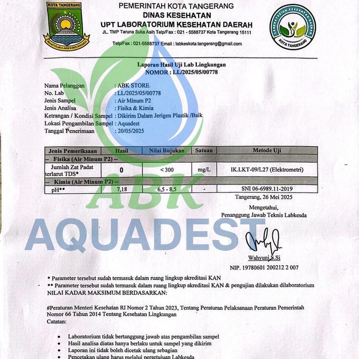 Aquabidest / Aquabidestilata / Aquabidest 10 Liter - Produk Best Seller Dengan Kualitas Terbaik
