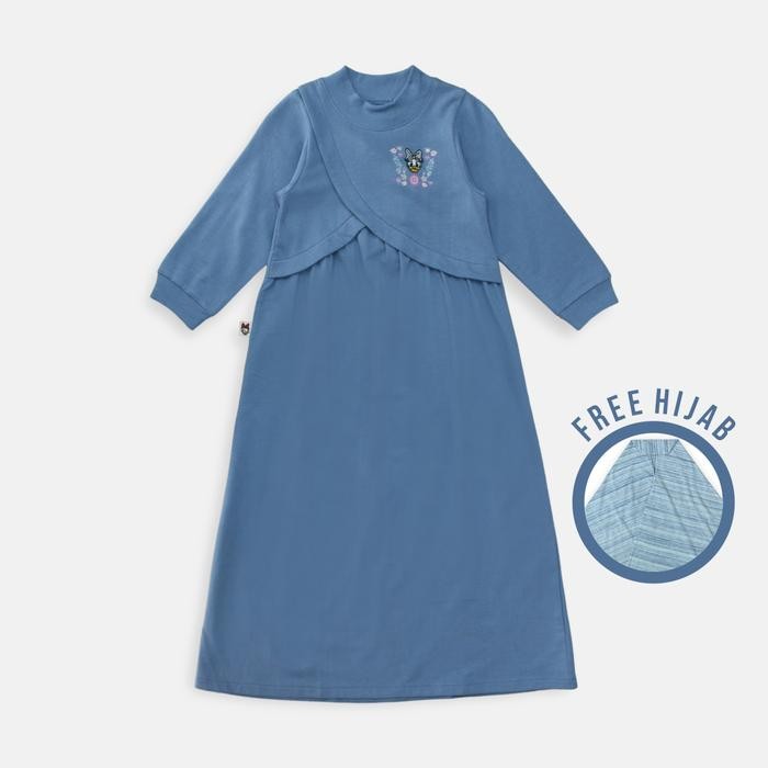 hm4x Maxi Long/ Ghamis Dress Anak Biru/Daisy Flower Power