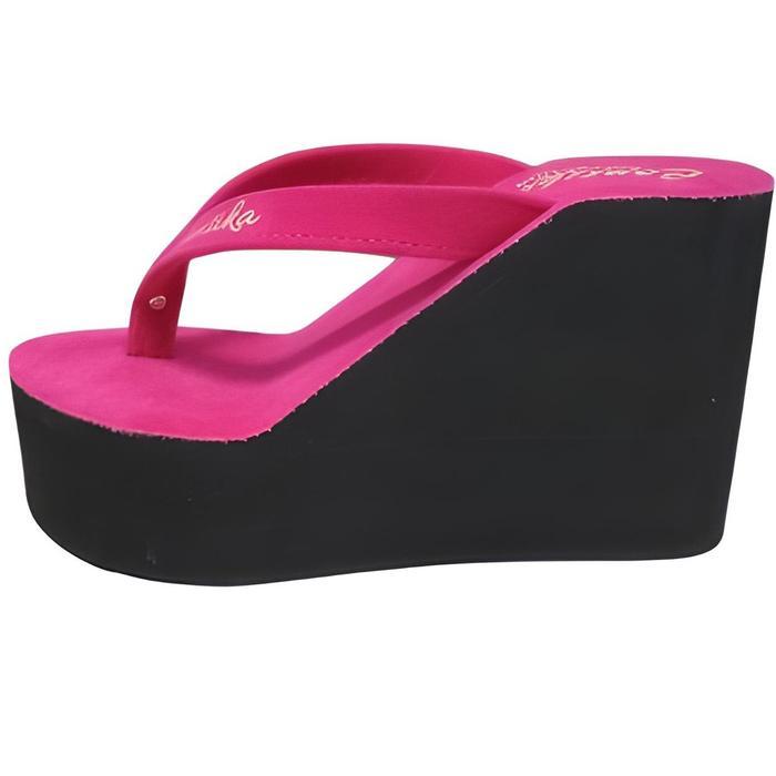 Sandal Wedges Tinggi 11Cm Sandal Wedges Wanita Wedges Cantika Jepit Hitam Sendal Terbaru
