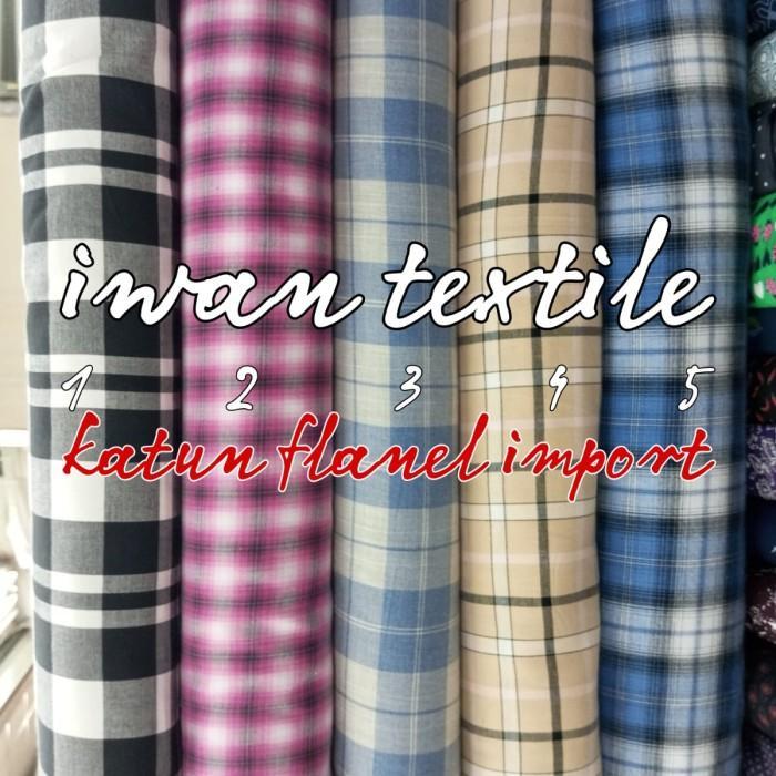 kain katun flanel kotak kotak kain bahan kemeja flanel import quality