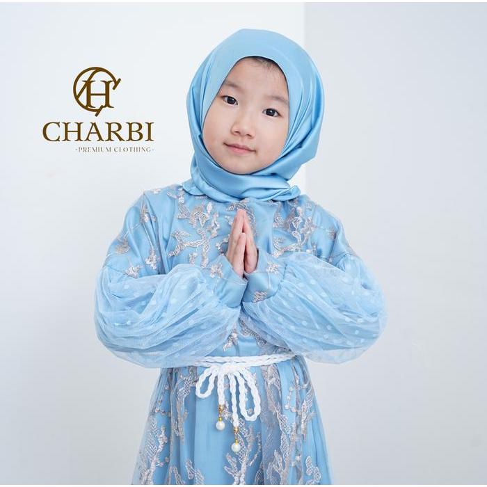 luto- Gamis Karina Tulle Embroidery Payet Anak Anak + Pashmina