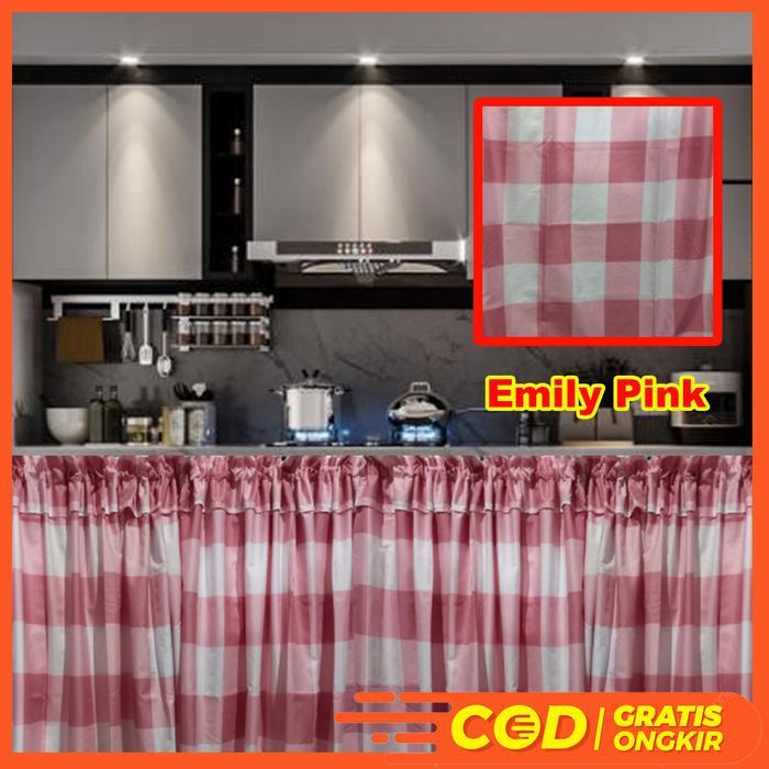 Gorden Kolong Dapur Hordeng Kolong Dapur Motif Emily Pink