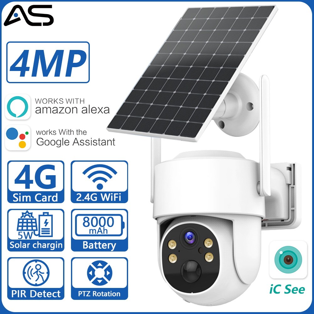 4MP Outdoor Waterproof 4G Card IP Camera Panel Solar 2K IP Camera