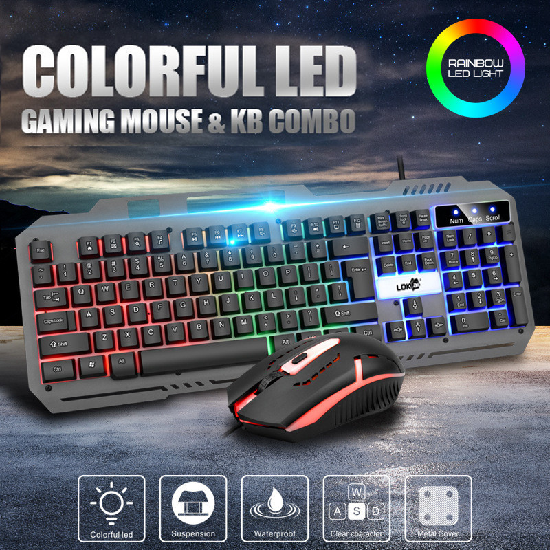 Keyboard hp dan Mouse Combo RGB Keyboard pc LED usb untuk Laptop eksternal keyboard Gaming full set 