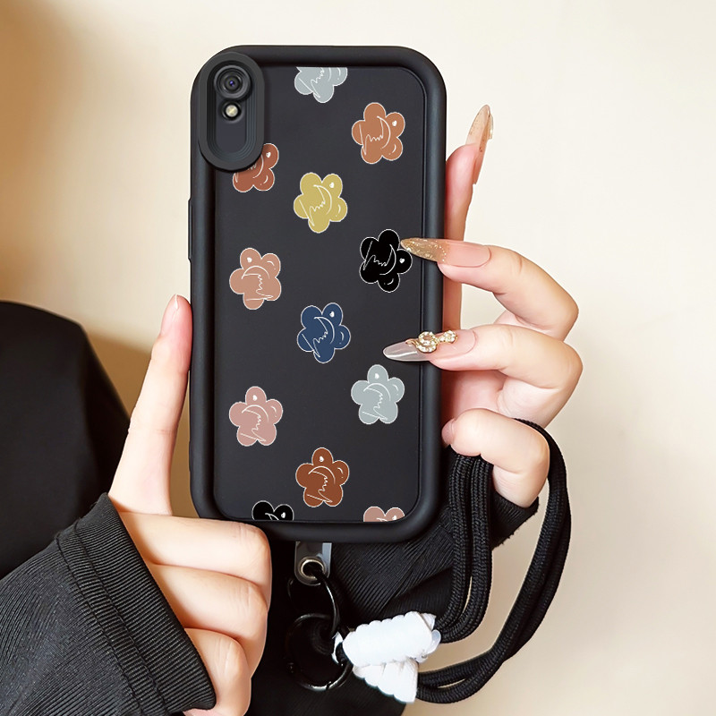 Casing Hp untuk Xiaomi Redmi 9A 9I Case Casing HP Softcase Ponsel Soft Shell dengan Tali Silikon Kas