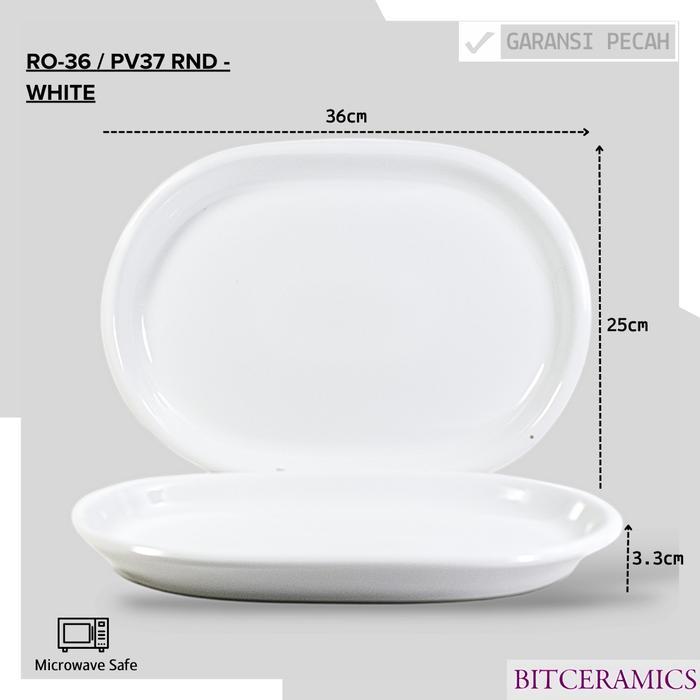 Jual Rugi Piring Saji Keramik 36Cm (1Pcs) Putih Polos By Indo Keramik / Piring Besar / Piring Oval