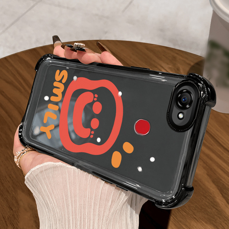 Casing Hp untuk OPPO F7 Case Wajah tersenyum abstrak Kasing Bernapas Cesing  AirbagKesing Silikon ka