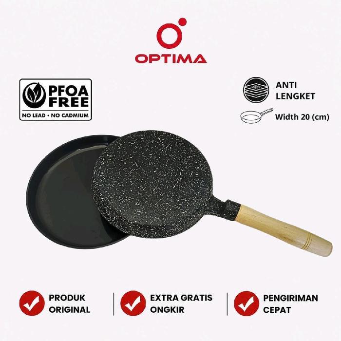 Optima Cookware Crepe Maker Marble anti lengket teflon termasuk wadah adonan Wajan Kwalik alat pembu