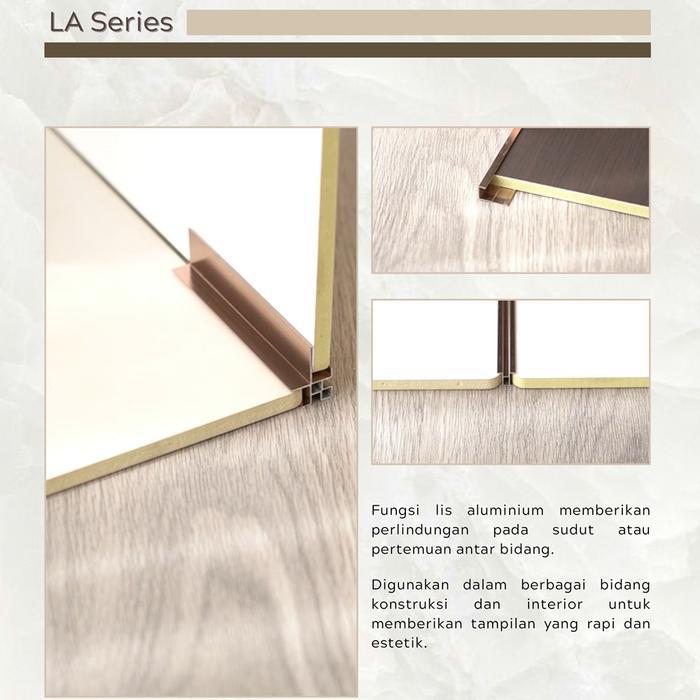 Assesoris Lis Aluminium wall panel, wall board dan pvc marmer Warna Rose Gold & Black Panjang 3
