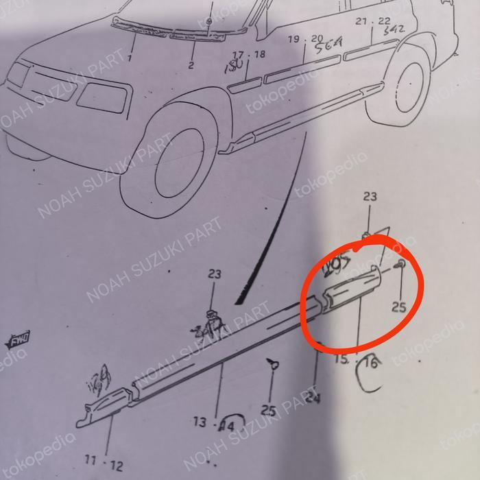 Ready List Bawah Pintu Protector Suzuki Vitara Escudo Sidekick Belakang Kode 075