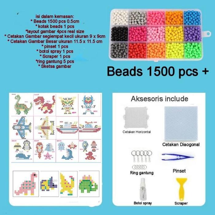 [YUMI] 1000 pcs Mainan beads Refill 10 warna Transparan / Magic Beads