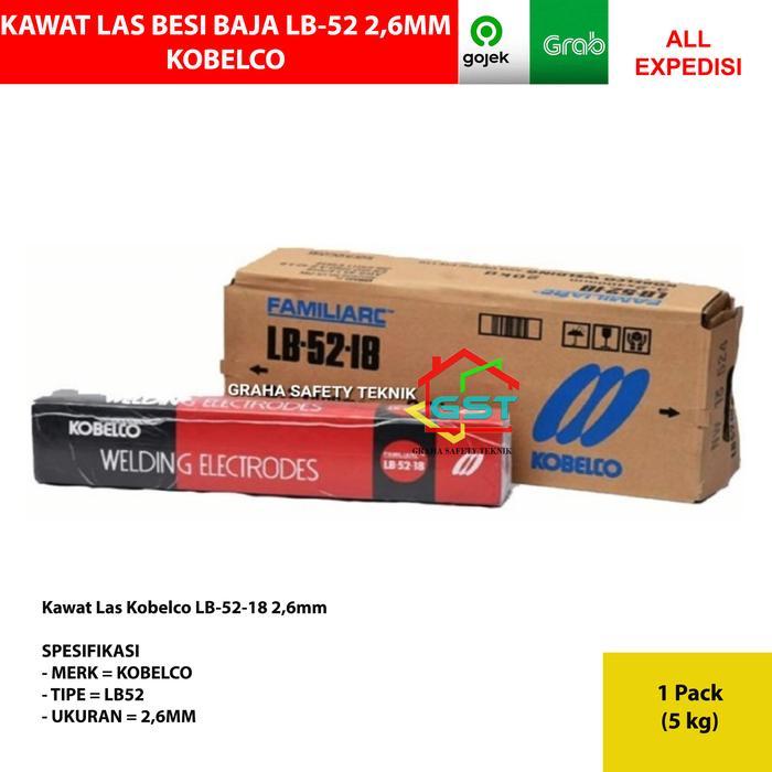 READY kawat las besi baja 2,6mm e7018 KOBELCO LB-52-18 harga per pack isi 5kg