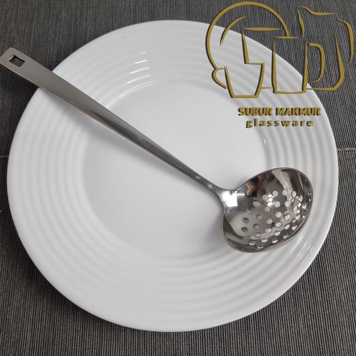 [1pcs] Irus Lubang Stainless Steel Tebal Soup Serving Ladle Spoon