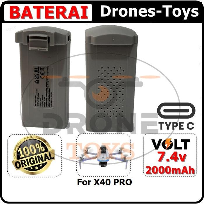 Battery Drone JJRC X40 PRO Batre 7.4V 2000mAh Original Baterai Drone