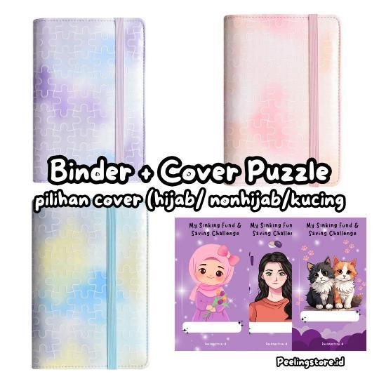 A6 Binder Kulit+ Cover Premium 6 Ring / Binder A6 Cloth Love / Binder Puzzle / Binder Gradasi /