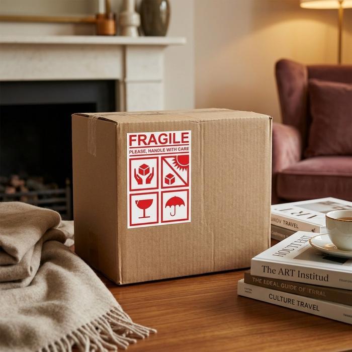 READY Sticker Fragile 4 icon BESAR 6.5 x 9 FRAGILE RHT SIDE GLASS UMBRELLA