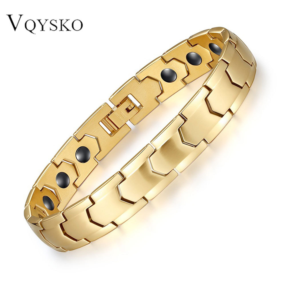 Trendy 10MM Stainless Steel Permanent Magnet Magnetic Attraction Bracelet For Women Men Metal HipHop