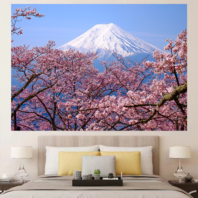 Poster dekorasi kamar asrama di sekitar pemandangan alam bunga sakura gunung Fuji, Jepang