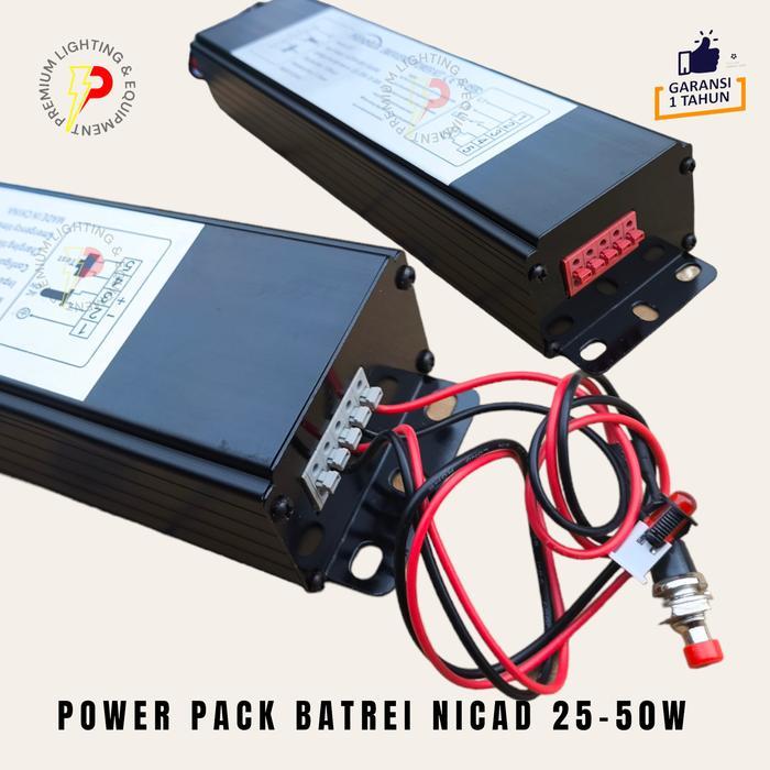Nicad battery 25W power kit Lampu LED emergency batrei 50 WATT