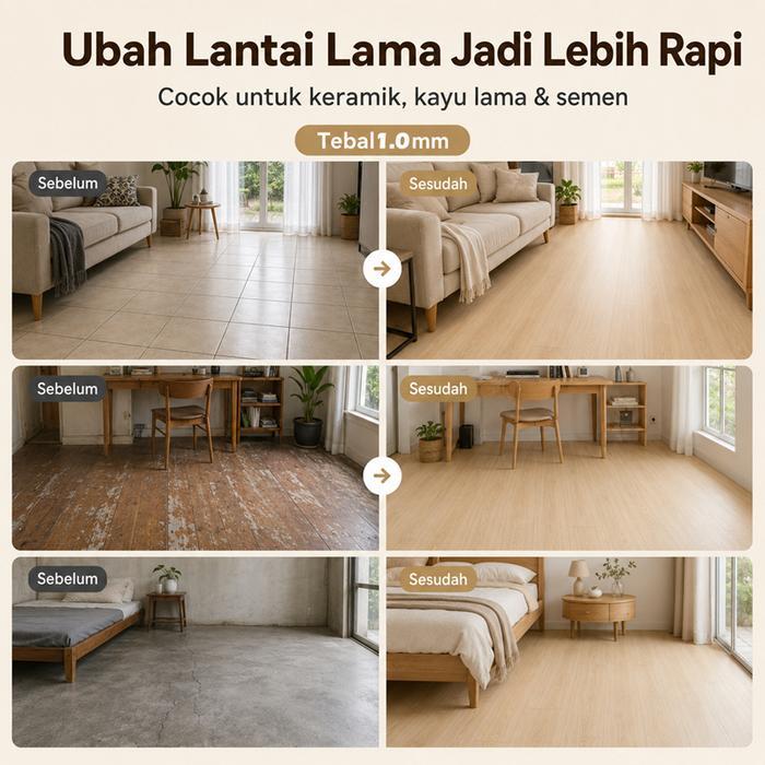 Pengiriman hari iniKetebalan 1.0 mm Karpet Lantai Motif Kayu / Karpet Lantai Roll Vinyl Roll/ Vinyl