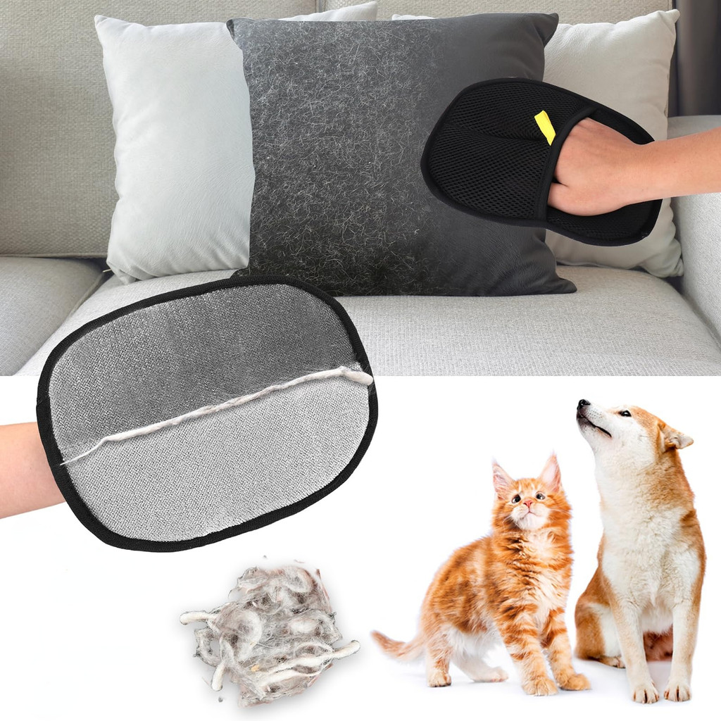 Double-Sided Pet Grooming Gloves, Cat Grooming Gloves, Pet Grooming Gloves for Dogs Bathing,