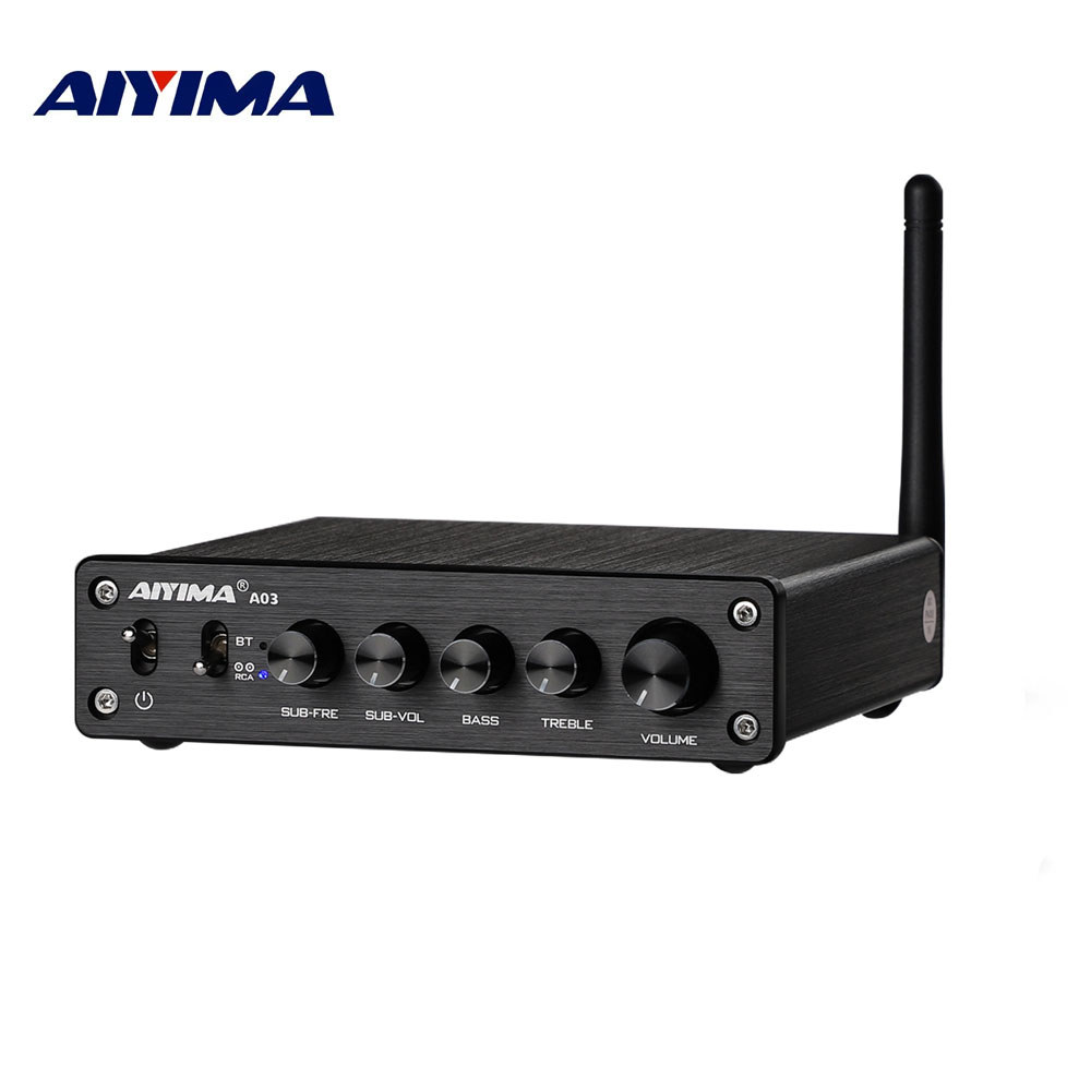 AIYIMA A03 TPA3116 Amplificador Subwoofer o Bluetooth Sound 2.1 50Wx2+100W HiFi TPA3116D2