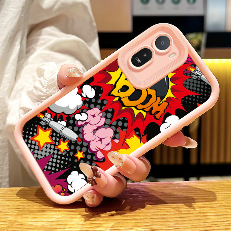 Casing Hp untuk Xiaomi Redmi A7 Pro POCO C81 Pro Case Casing pola awan oranye Kasing HP Silikon Soft