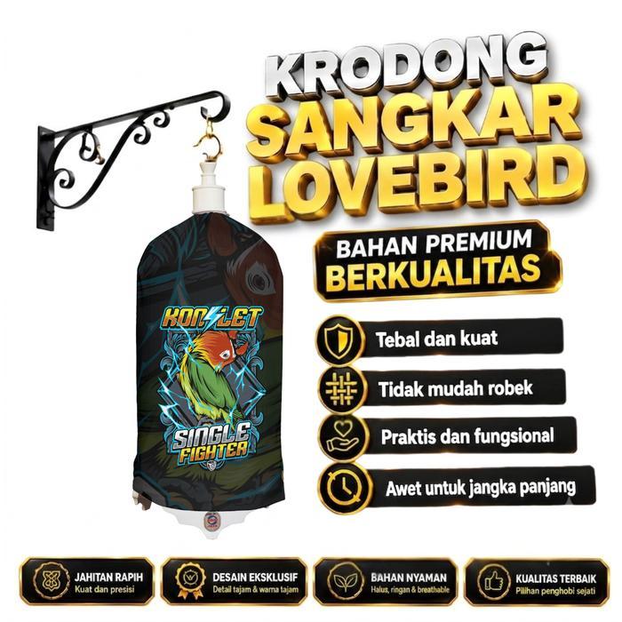 Krodong Lovebird Printing Konslet Single Fighter - Kerodong Sangkar Burung Kapsul Full Print Premium
