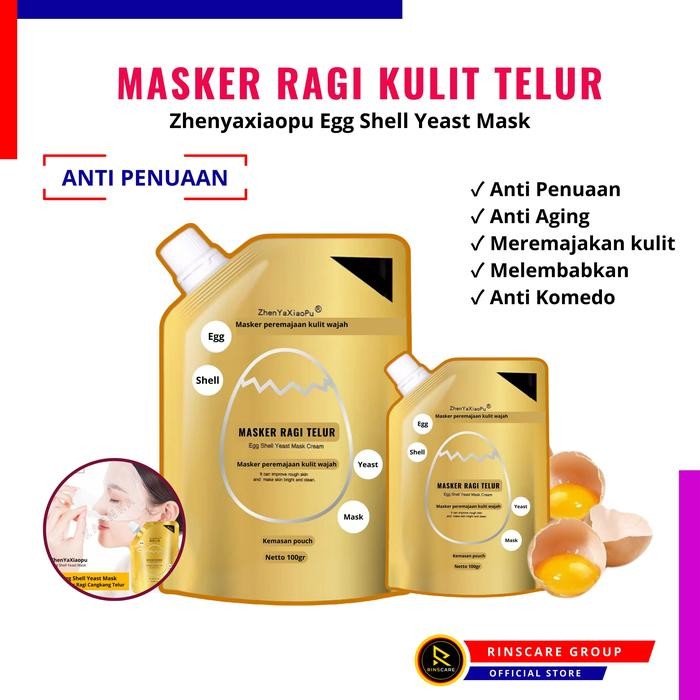 [ MASKER WAJAH ] Masker Zhenyaxiaopu Egg Shell Yeast Mask Masker Kemasan Gold Masker Anti Penuaan