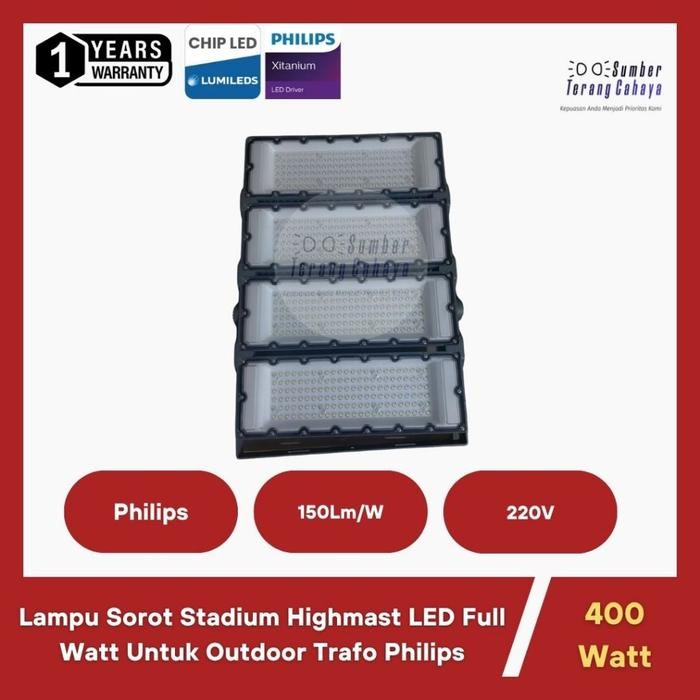 Lampu Sorot Stadium Highmast LED Full Watt Untuk Outdoor Trafo Philips 100/ 200/ 300/ 400/ 500/ 1000
