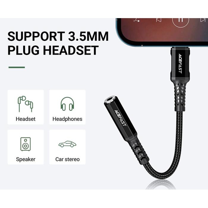 ACEFAST C1-05 LIGHTNING AUDIO ADAPTER CONNECTOR MFI EARPHONE IPHONE
