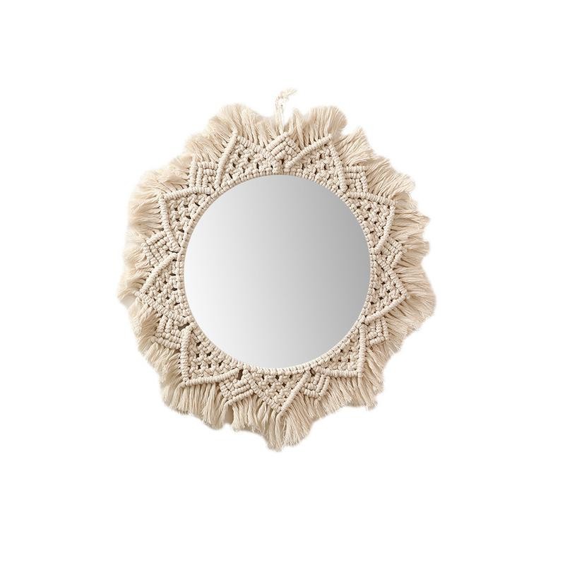 Boho Wall Art Mirror With Fringe Round Hanging Wall Mirrors Makeup Mirror Wall Hanging Mirror Decora