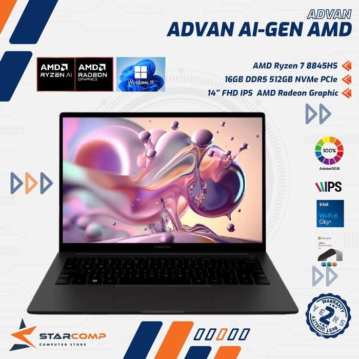 ADVAN AI Gen 4 AMD Ryzen 7-8845HS 16GB 512GB 1TB 14" FHD IPS WIN 11