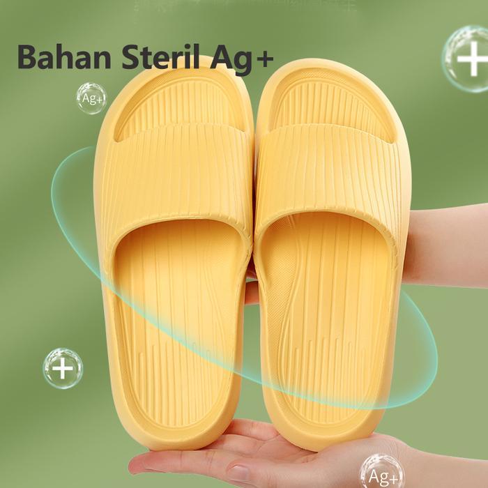 Miniso Sandal Kamar Mandi Sol Lembut Bergaris Pria Sandal Yang Nyaman