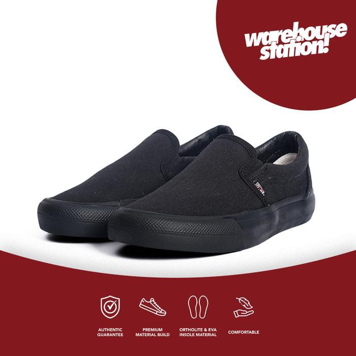 Saba Vintage Slip On All Black - Sepatu Wanita Sepatu Pria Sneakers Casual