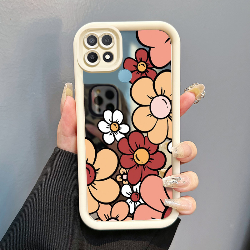 Casing Hp OPPO A15 A15s A35 Case HP Casing pola Bunga Kasing cermin Cesing Silikon Softcase