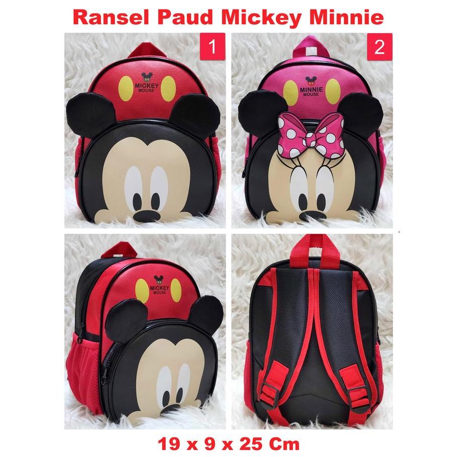 7lc9- Tas Ransel Sekolah Anak Paud Playgroup Mickey Minnie Mouse Miki Mini