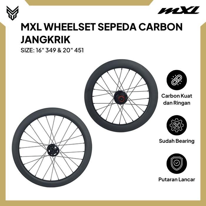 MXL Wheelset Sepeda 16" 349 & 20" 451 Carbon Velg Roda Set Bike