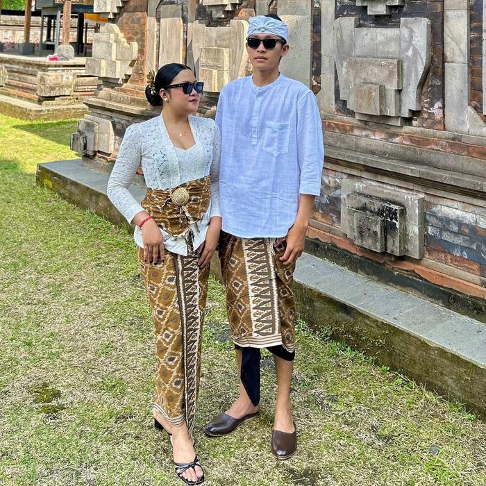 SET COUPLE BATIK INDIGO KAMEN SAPUT SELENDANG SET COUPLE BALI SET COUPLE BATIK