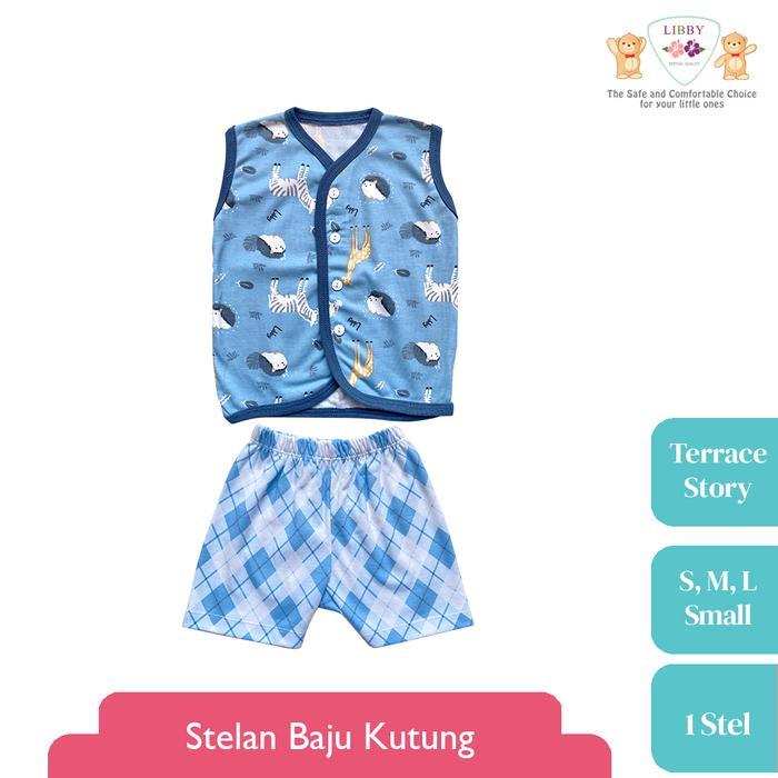 LIBBY Stelan Baju Kutung Anak Kecil Motif Terrace Story (1stel) - Blue Hegi, M Small
