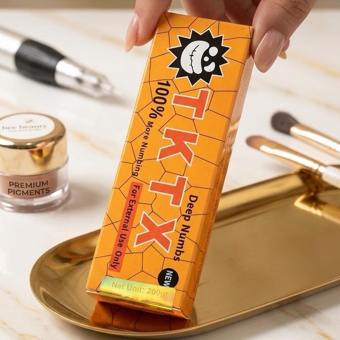 TERBARU TKTX Orange Deep Numbs 100% - Pemakaian Luar untuk Prosedur Sulam Alis, Lip Blushing &